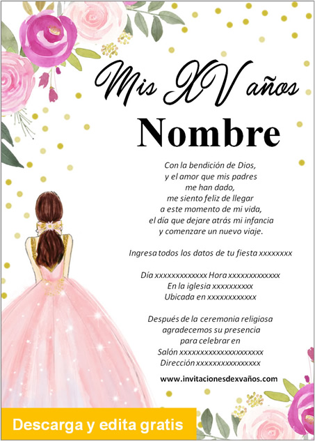 ▷ Las Mejores Invitaciones de Xv Años para editar y compartir【2020】